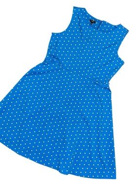 Talbots Bright Blue Polka Dot Sleeveless ladies Dress Size XL